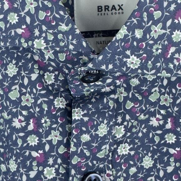 BRAX FEEL GOOD HAROLD NATURAL FLEX BUTTON‎ FRONT SHIRT IN BLUE MEN'S S 37/38 - Picture 4 of 14